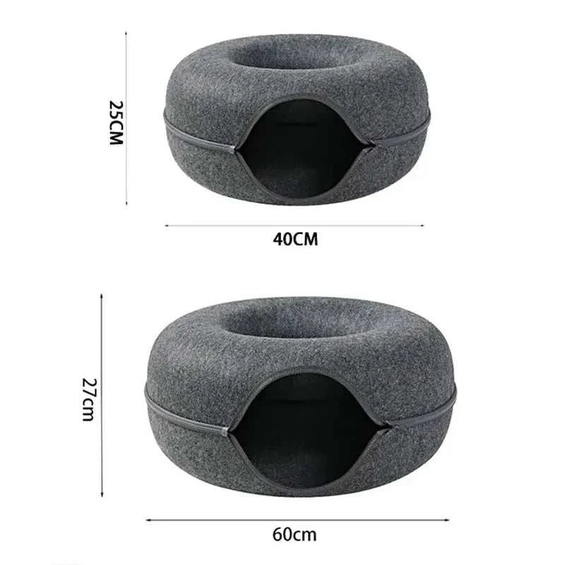 Donut Cat Bed โ Calming Plush Bed for Better Cat Sleep & Comfort