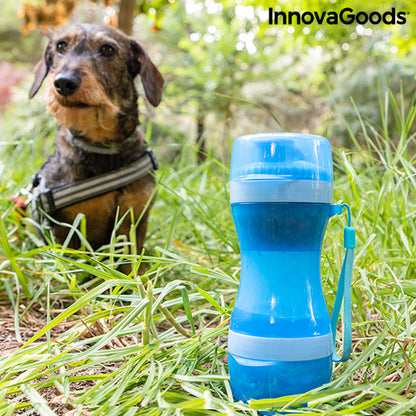 2-in-1 bottle with water and food containers for pets