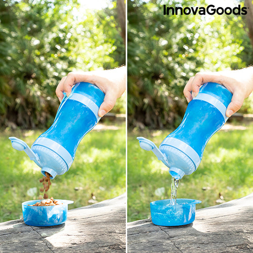 2-in-1 bottle with water and food containers for pets