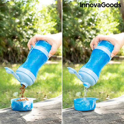 2-in-1 bottle with water and food containers for pets