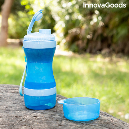 2-in-1 bottle with water and food containers for pets
