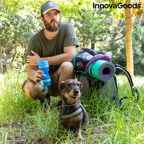 2-in-1 bottle with water and food containers for pets