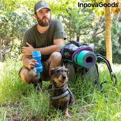 2-in-1 bottle with water and food containers for pets