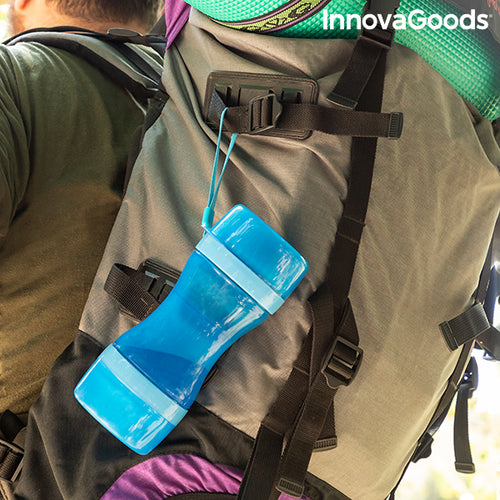 2-in-1 bottle with water and food containers for pets