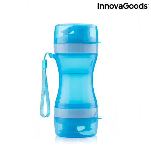 2-in-1 bottle with water and food containers for pets