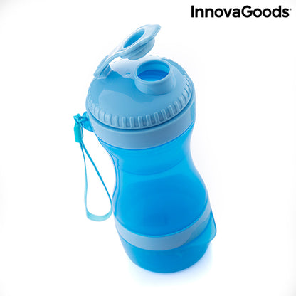 2-in-1 bottle with water and food containers for pets