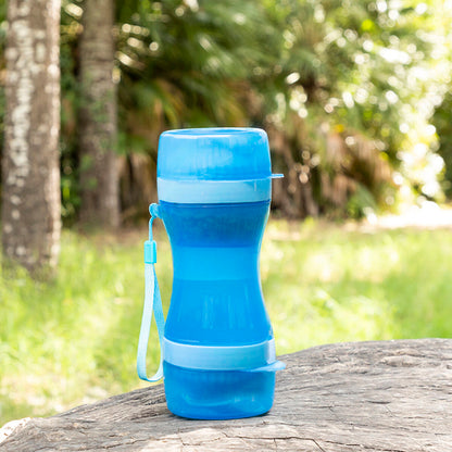 2-in-1 bottle with water and food containers for pets