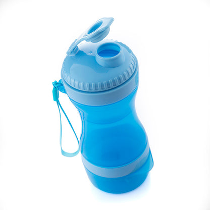 2-in-1 bottle with water and food containers for pets