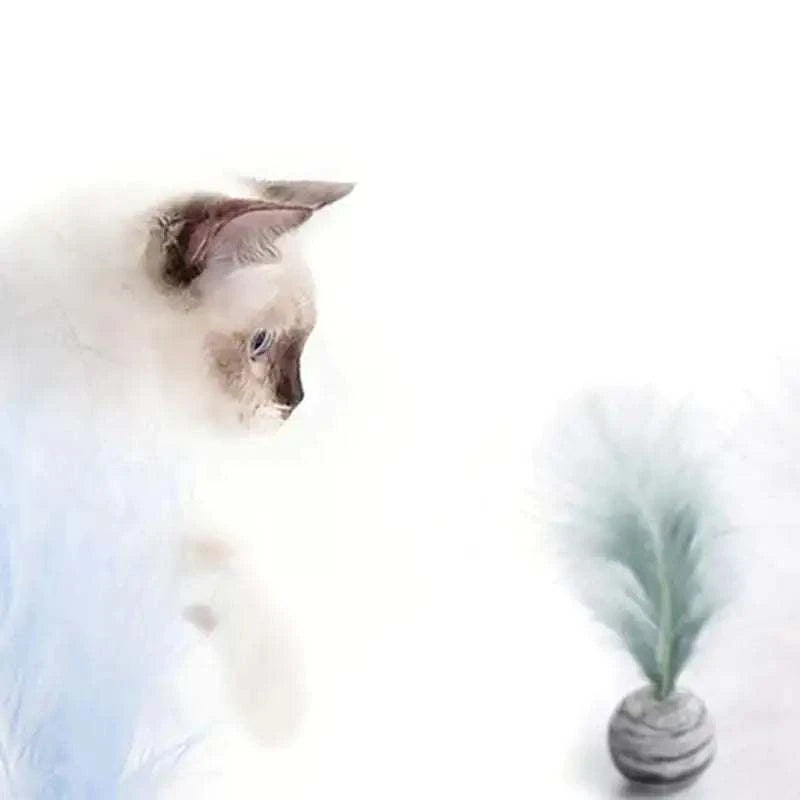 Cat Toy Feather Ball - Interactive Teaser for Active, Happy Cats Play